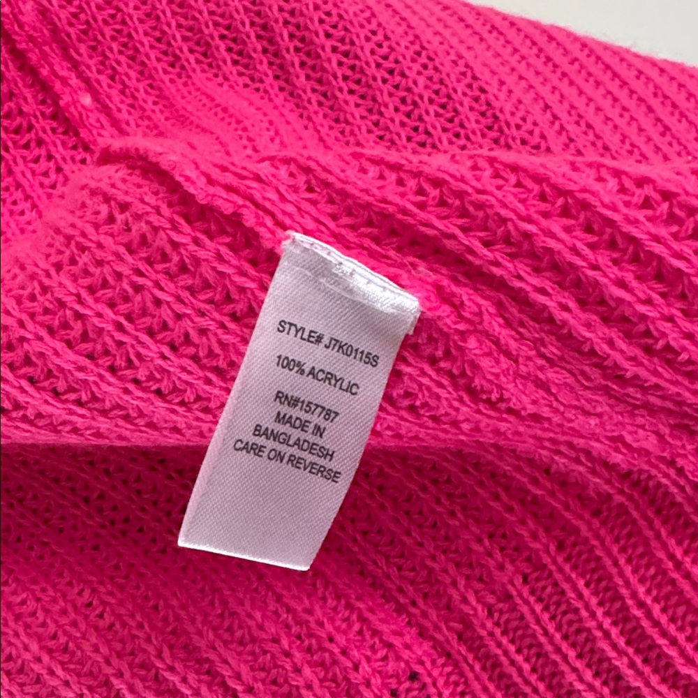 Distressed Hot Pink Hooded Sweater S - Picture 6 of 6